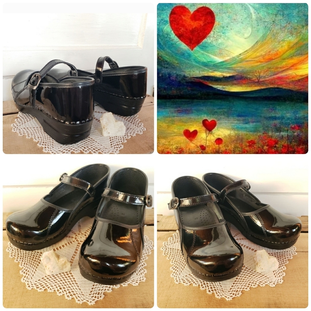 Glossy Dansko Pro Clog Marcelle MaryJane Patent Leather Buckle Strap Gypsy Boho - Picture 5 of 12